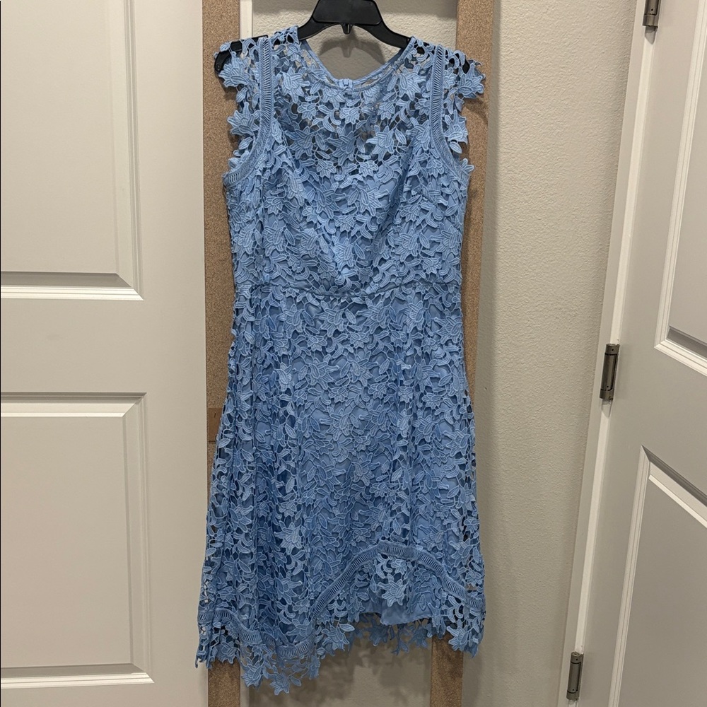 Eliza J Light Blue Lace Midi Dress